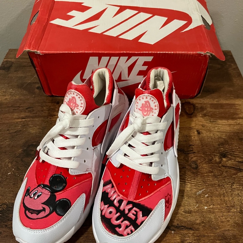 Nike Red and White Mickey Mouse Shoes